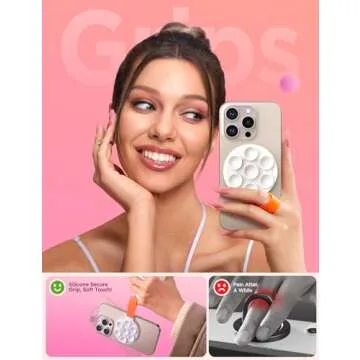 Suction Phone Case Mount, Upgrade Magnetic Phone Grip Holder with Silicone Loop, Hands-Free Mirror Shower Wall Phone Holder Mount for iPhone/Samsung/Google, TikTok Creator|Videos|Selfies