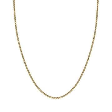 Elegant Honolulu Jewelry 14K Solid Gold Box Chain Necklace - 16 Inches