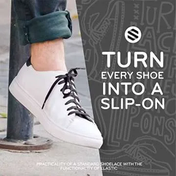 THE ORIGINAL STRETCHLACE - Flat Elastic Shoelaces, Stretch Shoe Laces for Adult Sneakers, Stylish Shoe Laces for Elderly, Kids, and People with Special Needs, Flat Grey, 24in