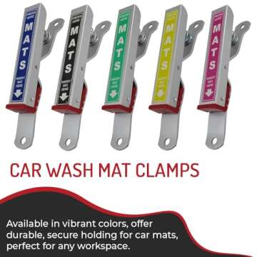 HI-TECH Car Wash Mat Clamps - Durable & Rust-Resistant Holders in 6 Colors (4 Pack)