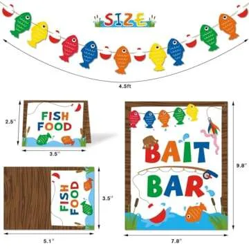 Yaaaaasss! Gone Fishing Bait Bar Bobber Dessert Food Buffet Decoration-Fishing Banner Food Labels The Big One Dessert Table Birthday Party Favor Ideas Supplies Set of 18