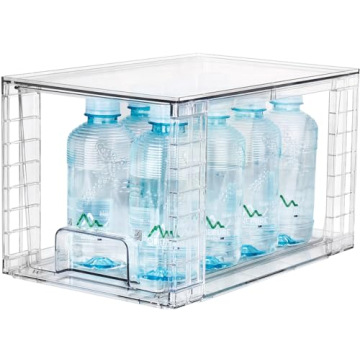 Zero Zoo 1Pack Large Stackable Kitchen Storage Drawers, Clear Foods Organizer Bins with Handles, Eas...