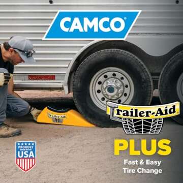 Camco Trailer-Aid Plus - Tandem Trailer Ramp Provides 5 1/2" of Tire Lift — Great for RVs, Campers...