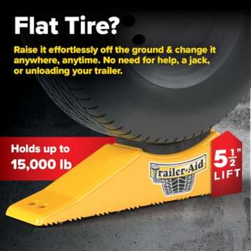 Camco Trailer-Aid Plus - Tandem Trailer Ramp Provides 5 1/2" of Tire Lift — Great for RVs, Campers & More - Must Have Travel Trailer Accessories — Easy to Use, Yellow(21002)