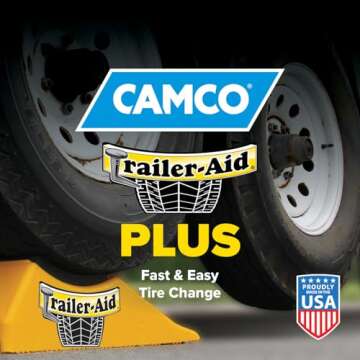 Camco Trailer-Aid Plus - Tandem Trailer Ramp Provides 5 1/2" of Tire Lift — Great for RVs, Campers & More - Must Have Travel Trailer Accessories — Easy to Use, Yellow(21002)