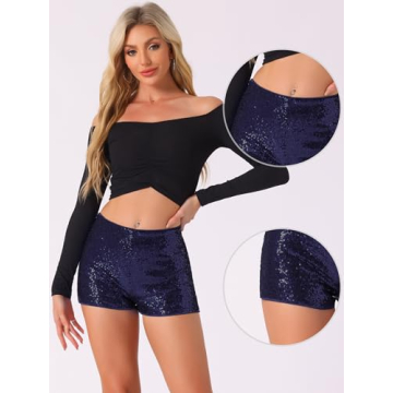 Allegra K Women's Sequin Shorts for a Night Out