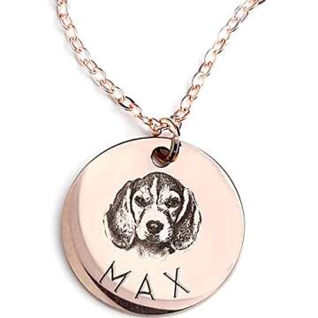 MignonandMignon Custom Pet Portrait Necklace - Unique Gift for Pet Lovers