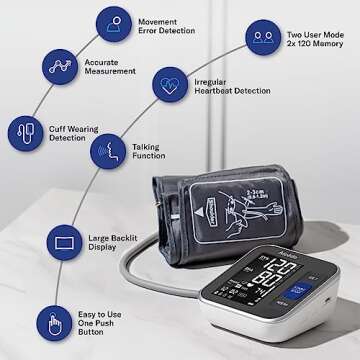 Alcedo Blood Pressure Monitor for Home Use, Automatic Digital BP Machine with Large Cuff for Upper Arm (Black Backlit Screen)