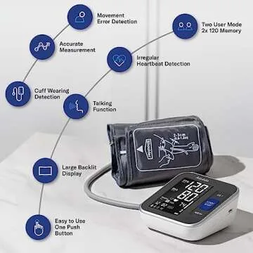 Alcedo Blood Pressure Monitor for Home Use, Automatic Digital BP Machine with Large Cuff for Upper Arm (Black Backlit Screen)