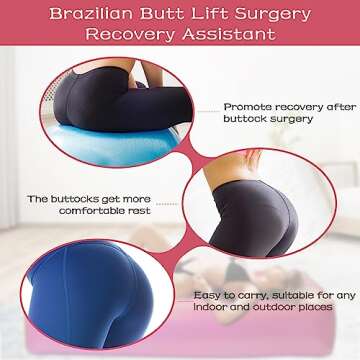 JAZORR PVC BBL Post Surgery Supplies, BBL Bed with Hole After Surgery, Brazilian Butt Lift Recovery Pillow After Surgery, Inflatable Mattress Bed with Repair Adhesive (Pink)