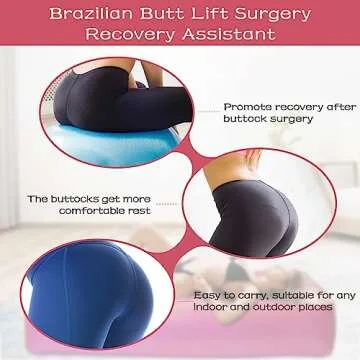 JAZORR PVC BBL Post Surgery Supplies, BBL Bed with Hole After Surgery, Brazilian Butt Lift Recovery Pillow After Surgery, Inflatable Mattress Bed with Repair Adhesive (Pink)