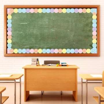 AnyDesign 32.8Ft Preppy Happy Face Bulletin Board Border Pastel Smile Face Die Cut Trim Border Roll for Classroom Chalkboard School