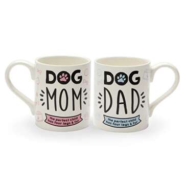 Dog Mom and Dad Stoneware Mug Set for Pet Lovers
