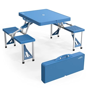 VINGLI 4 Ft Camping Picnic Table Set with 4 Seats