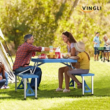 VINGLI 4 Ft Camping Picnic Table Set with 4 Seats