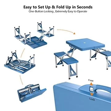 VINGLI 4 Ft Camping Picnic Table Set with 4 Seats