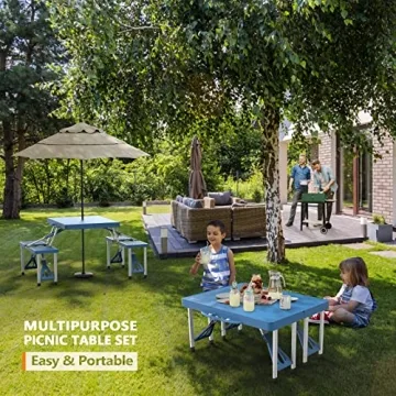 VINGLI 4 Ft Camping Picnic Table Set with 4 Seats