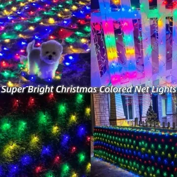 HYH Christmas Net Lights 360 LED Waterproof Multicolored Mesh Lights