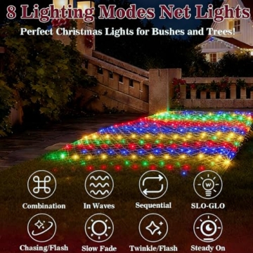 HYH Christmas Net Lights 360 LED Waterproof Multicolored Mesh Lights