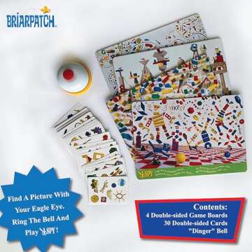Briarpatch I SPY Eagle Eye Find-It Game - Sharpen Your Senses with Fast, Furious, and Fun Matching! | Includes 30 Double-Sided Cards, 4 Game Boards, and a Bell | For 2 to 4 Players, Ages 5 and Above