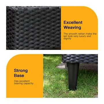 FDW Outdoor Sectional Rattan Chair Wicker Conversation Set Sofas, 5-Piece, Khaki