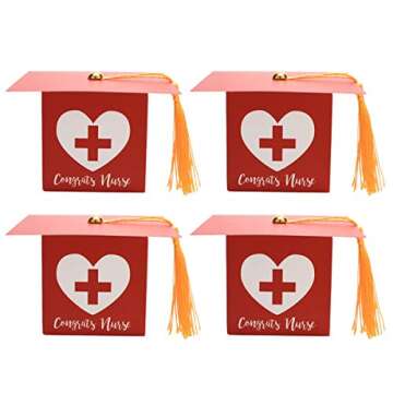 Congrats Nurse Box 24 Pcs Graduation Treat Box with Tissue 2.36" x 2.36" Cute Graduation Cap Shaped Party Box for Graduation Party Supplies