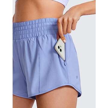 CRZ YOGA Women's High Waisted Running Shorts - Quick Dry