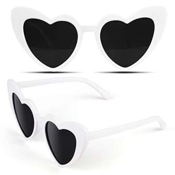 YSYCHY Heart Shaped Sunglasses Clout Goggle Vintage Cat Eye Mod Style Retro Glasses Kurt Cobain (Whi...