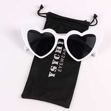 YSYCHY Heart Shaped Sunglasses Clout Goggle Vintage Cat Eye Mod Style Retro Glasses Kurt Cobain (White Grey)