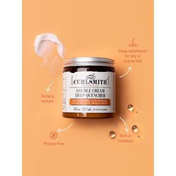 CURLSMITH - Double Cream Deep Quencher - Vegan Moisturising Deep Conditioner for Ultra Dry, Wavy, Curly or Coily Hair (2oz)