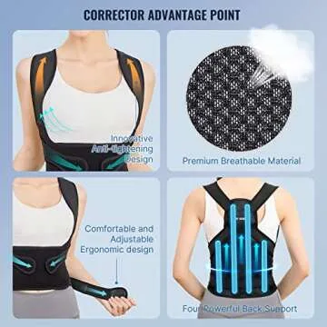 Fit Geno Posture Corrector for Women and Men - Adjustable Back Brace & Straightener for Scoliosis, Hunchback Correction, Back Pain, Spine Corrector, Back Support and Posture Trainer
