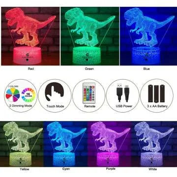 Easuntec Dinosaur Night Light with Remote & 16 Colors
