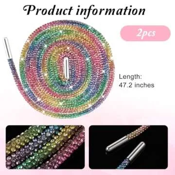 1Pair Rhinestone Glitter Shoe Laces for Fashionable Footwear