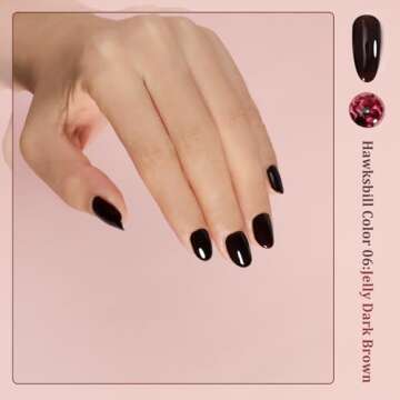 FZANEST Fall Gel Nail Polish Colors Set,Jelly Brown Gel Polish Nail Crystal Transparent Yellow Orange Blood Red Dark Wine Gel Polish Kit Manicure DIY Nail Art Home Salon for Women