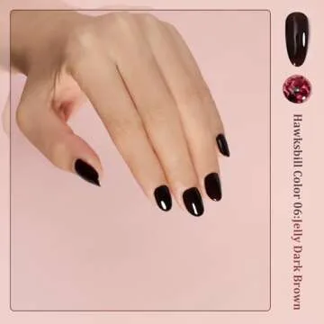 FZANEST Fall Gel Nail Polish Colors Set,Jelly Brown Gel Polish Nail Crystal Transparent Yellow Orange Blood Red Dark Wine Gel Polish Kit Manicure DIY Nail Art Home Salon for Women