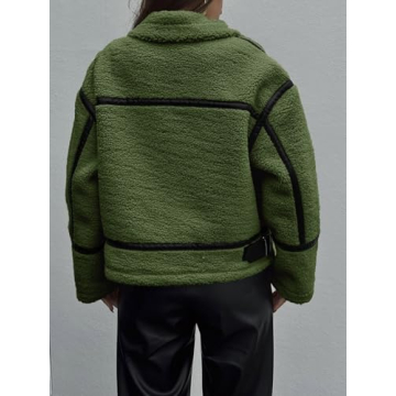 Tankaneo Women's Trendy Sherpa Faux Fur Jacket