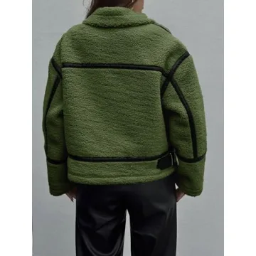 Tankaneo Women's Trendy Sherpa Faux Fur Jacket