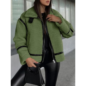 Tankaneo Women's Trendy Sherpa Faux Fur Jacket