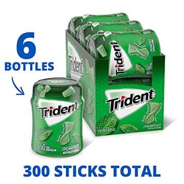 Trident Unwrapped Spearmint Sugar Free Gum, 6 Bottles of 50 Pieces (300 Total Pieces)