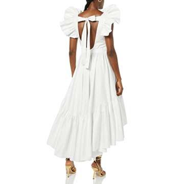 Making The Cut Women's Standard Ruffle Dress with Flounce, White, XL