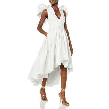 Making The Cut Women's Standard Ruffle Dress with Flounce, White, XL