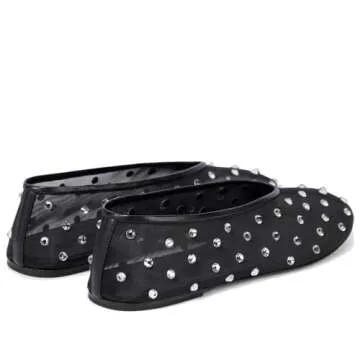 Arqa Crystal Black Ballet Flats - Comfortable Elegance