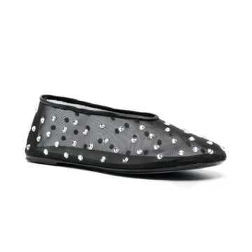 Arqa Crystal Black Ballet Flats - Comfortable Elegance