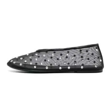 Arqa Crystal Black Ballet Flats - Comfortable Elegance
