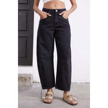 GREAIDEA Stylish Women's Mid Rise Barrel Jeans in Denim