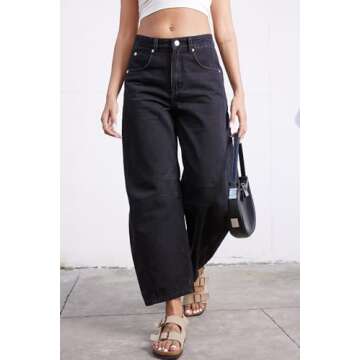 GREAIDEA Stylish Women's Mid Rise Barrel Jeans in Denim