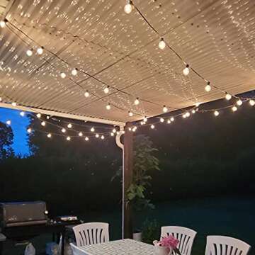 SUNSGNE 50ft Outdoor Globe String Lights G40 Patio String Lights with 53 Bulbs Connectable Commercial Hanging Lights for Christmas Patio House Backyard Balcony Party Wedding Decor, Black