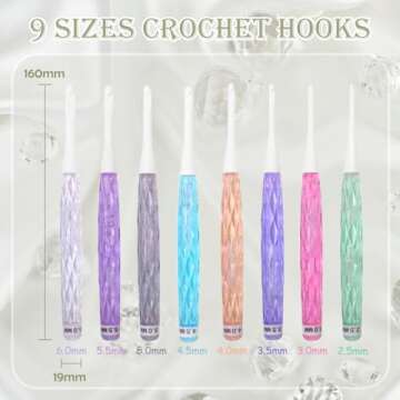 Lewhoo Plastic Crochet Hooks with Case, Inline Crochet Hooks with Long Shaft 2.5mm-6mm (C-J)