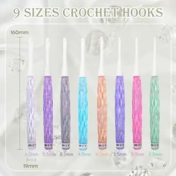 Lewhoo Plastic Crochet Hooks with Case, Inline Crochet Hooks with Long Shaft 2.5mm-6mm (C-J)