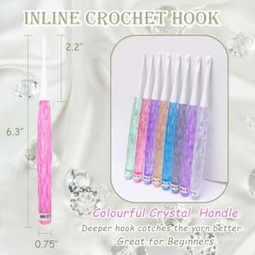 Lewhoo Plastic Crochet Hooks with Case, Inline Crochet Hooks with Long Shaft 2.5mm-6mm (C-J)
